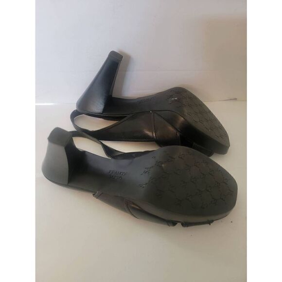 Franco Sarto Women's Black Leather Slingback Block Heel Sandals Size 8.5 - Picture 5 of 5